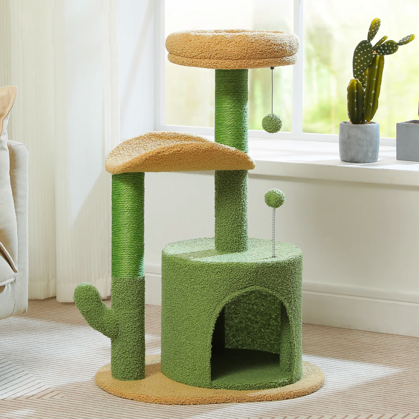 Cat Tree with Sisal Scratching Post & Plush Toys