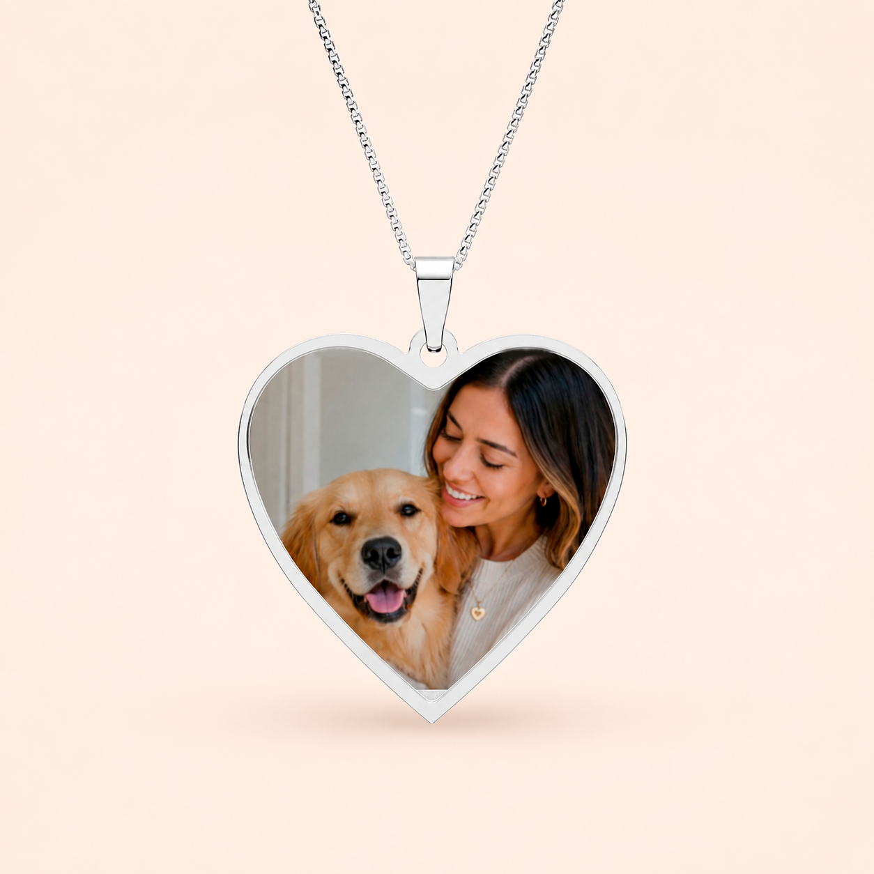 Custom Pet Photo Heart Necklace