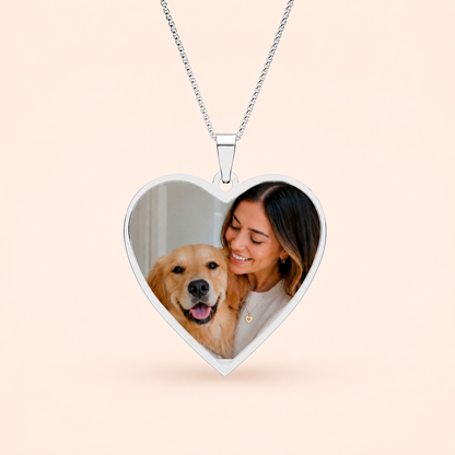 Custom Pet Photo Heart Necklace