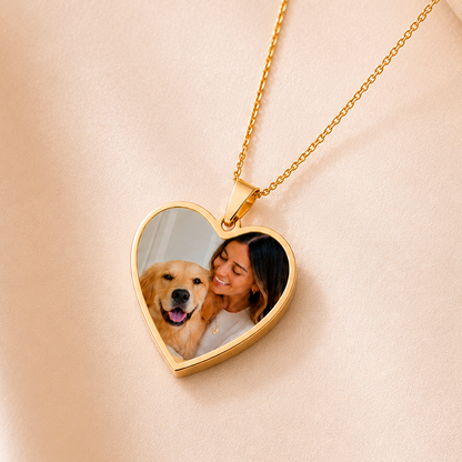 Custom Pet Photo Heart Necklace