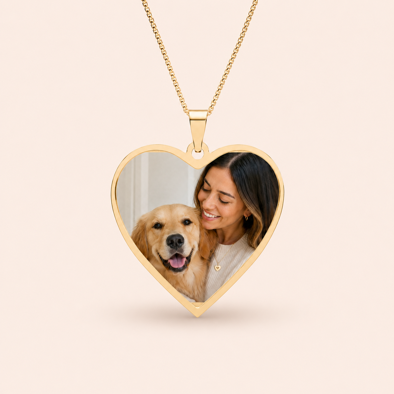 Custom Pet Photo Heart Necklace
