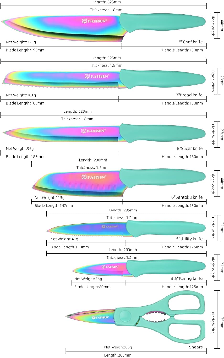 13-Piece Non-Stick Knife Set