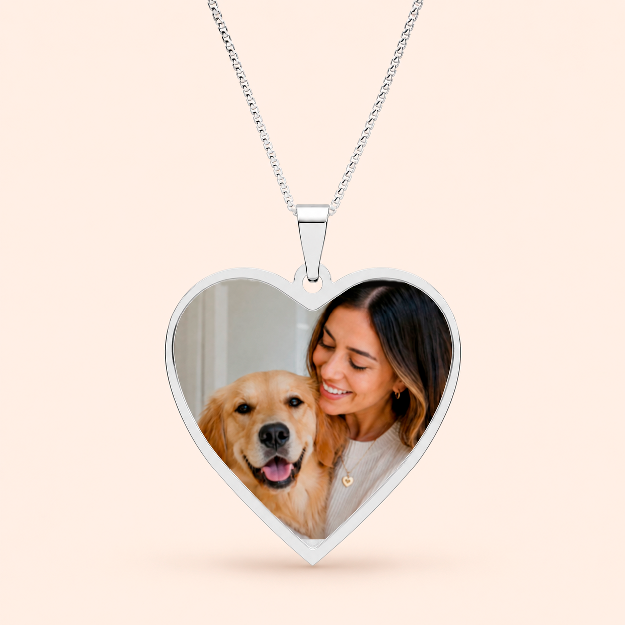 Custom Pet Photo Heart Necklace