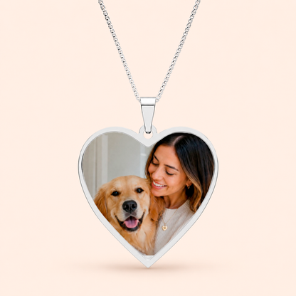 Custom Pet Photo Heart Necklace