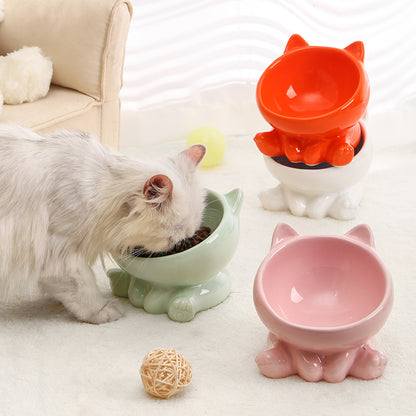 Set of 2 Ceramic Dog & Cat Bowl