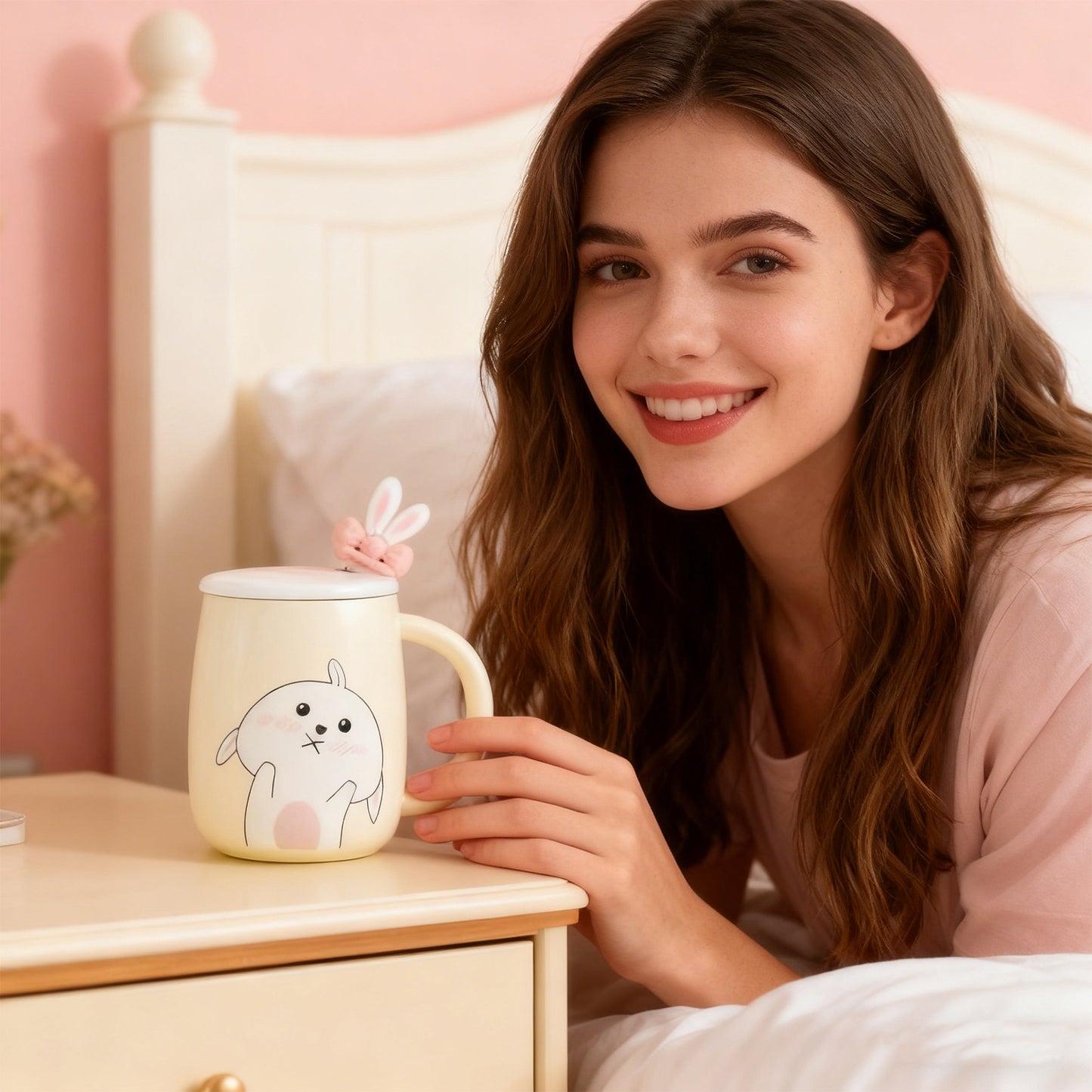 Rabbit Bow Ceramic Mug