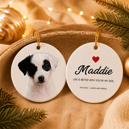 Custom Pet Photo Ornament | Double-Sided Personalized