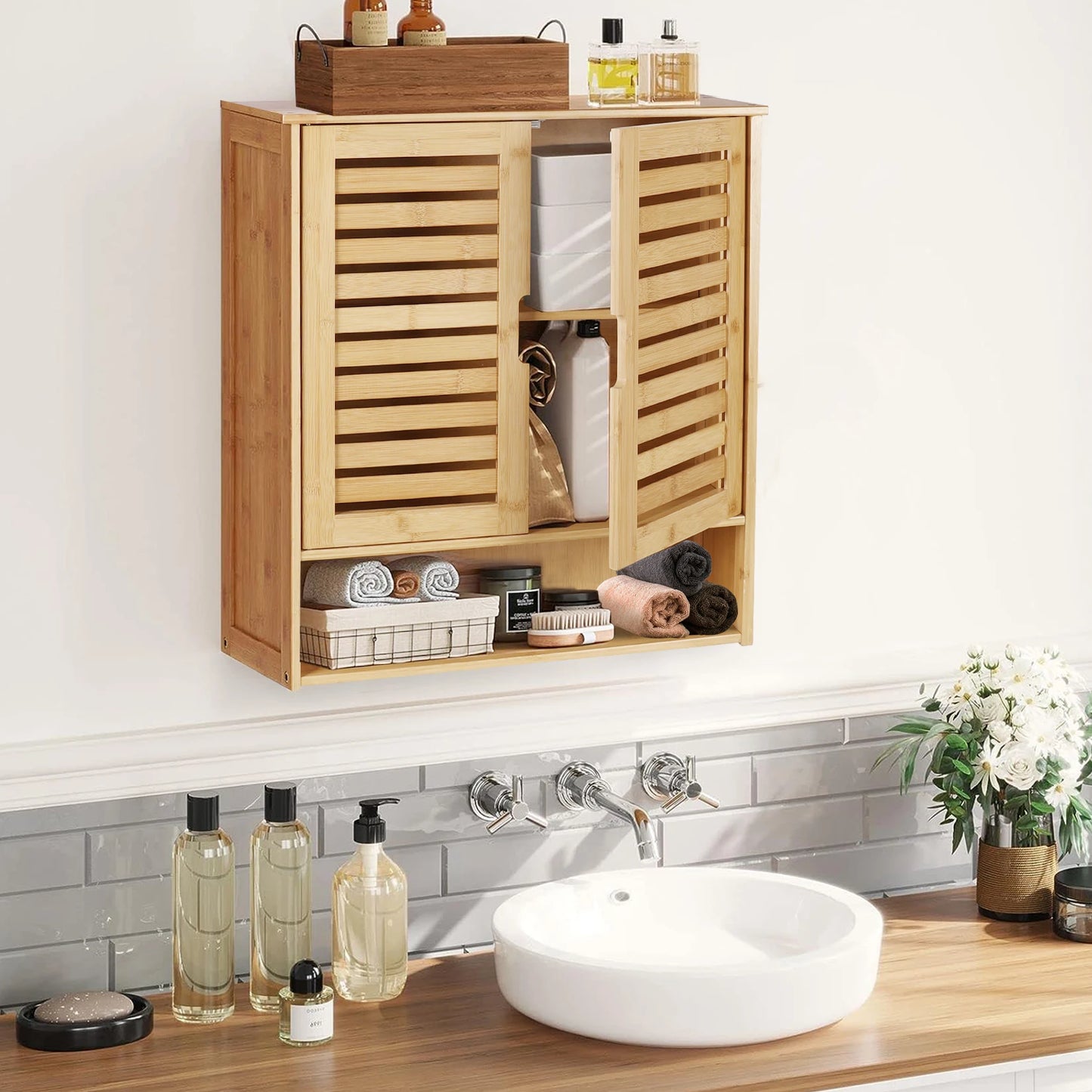 Wall-Mounted Bamboo Cabinet