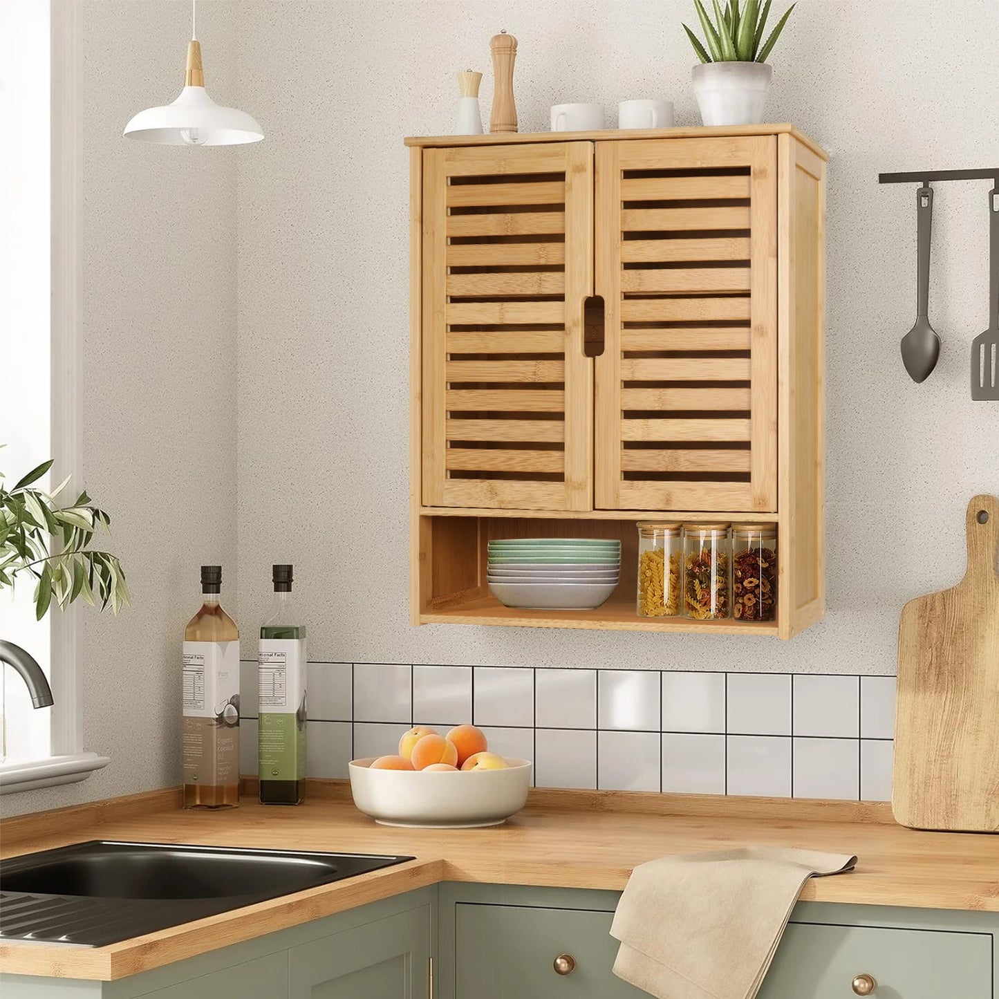 Wall-Mounted Bamboo Cabinet