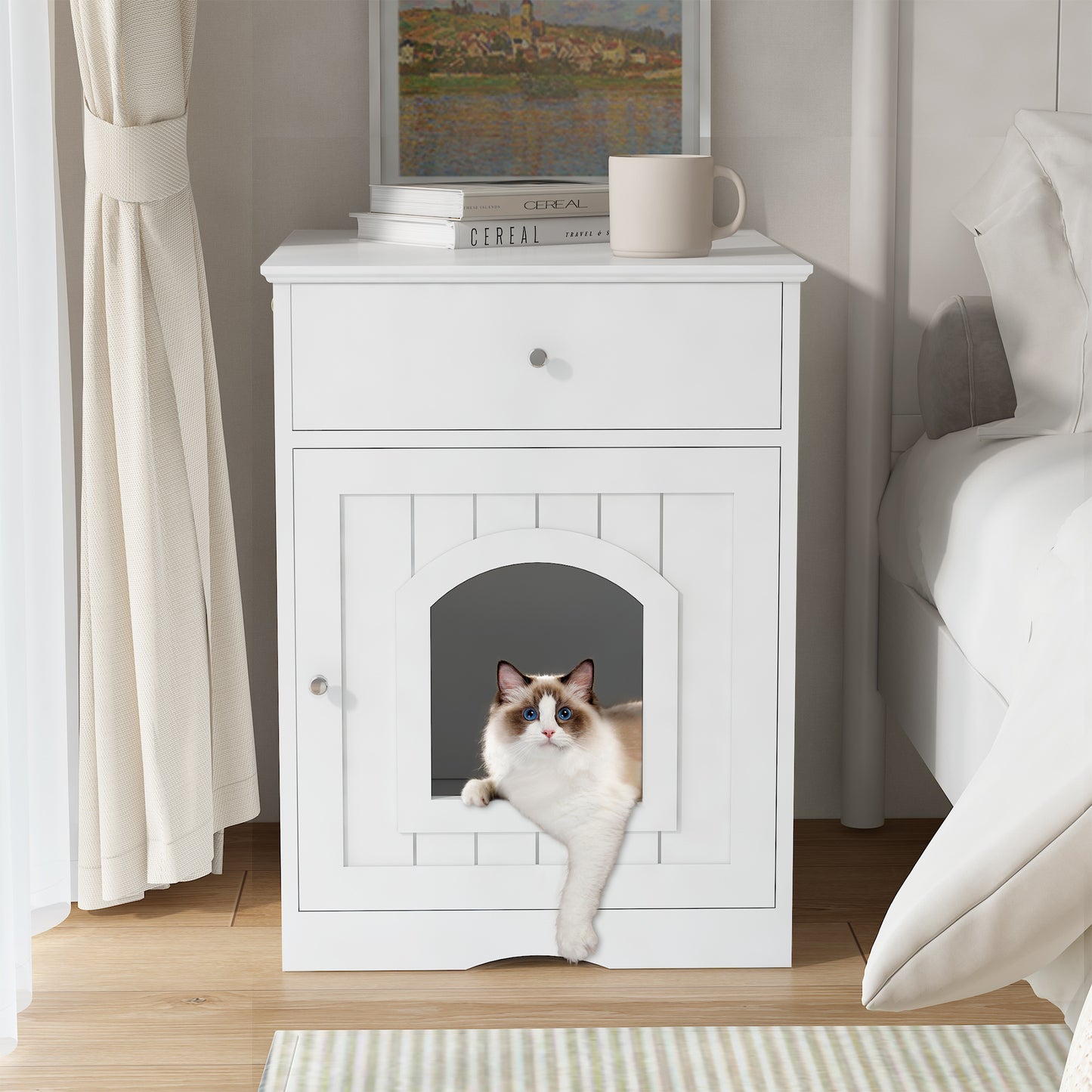 Luxury Wooden Pet House & Litter Box
