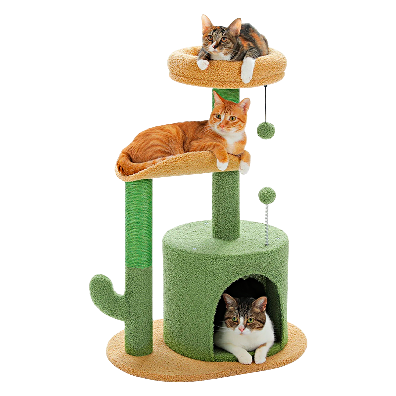 Cat Tree with Sisal Scratching Post & Plush Toys