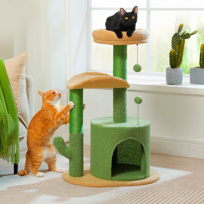 Cat Tree with Sisal Scratching Post & Plush Toys