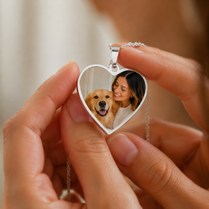 Custom Pet Photo Heart Necklace