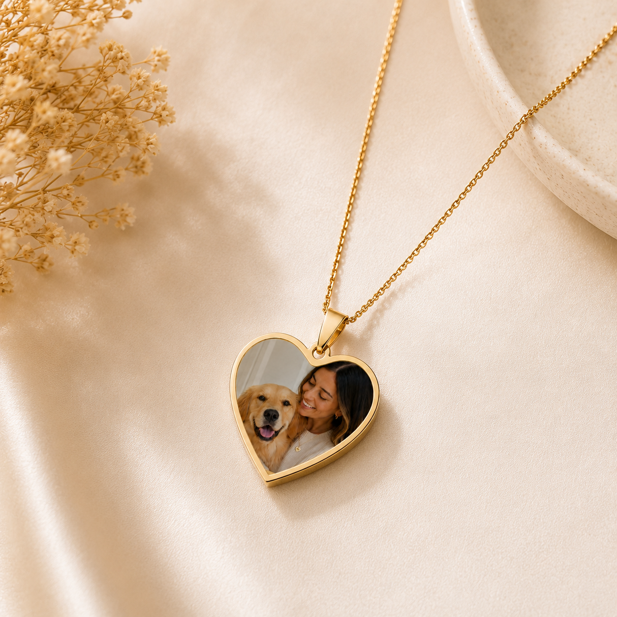 Custom Pet Photo Heart Necklace