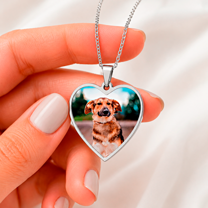 Custom Pet Photo Heart Necklace