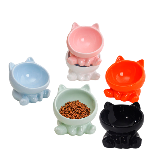 Set of 2 Ceramic Dog & Cat Bowl