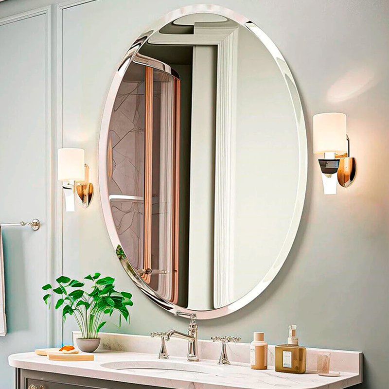 Elliptical Wall Mirror – Silver Beveled Edge