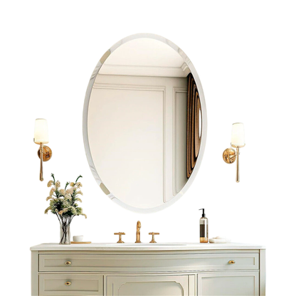 Elliptical Wall Mirror – Silver Beveled Edge