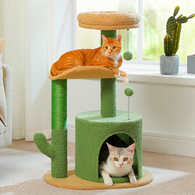 Cat Tree with Sisal Scratching Post & Plush Toys